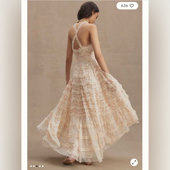 NWT Mac Duggal Anthropologie Ruffled Embroidered Gown - Picture 2 of 6